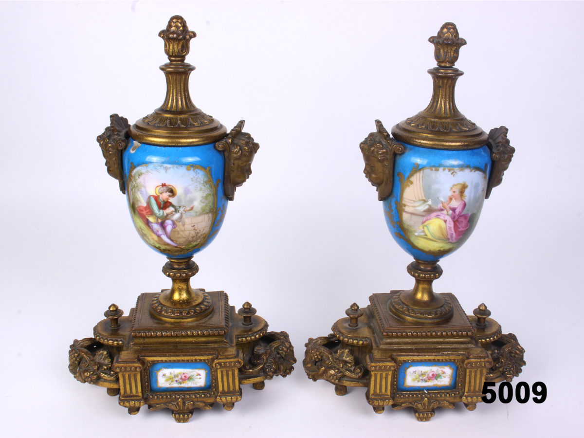 Gilt Metal & Porcelain Urns