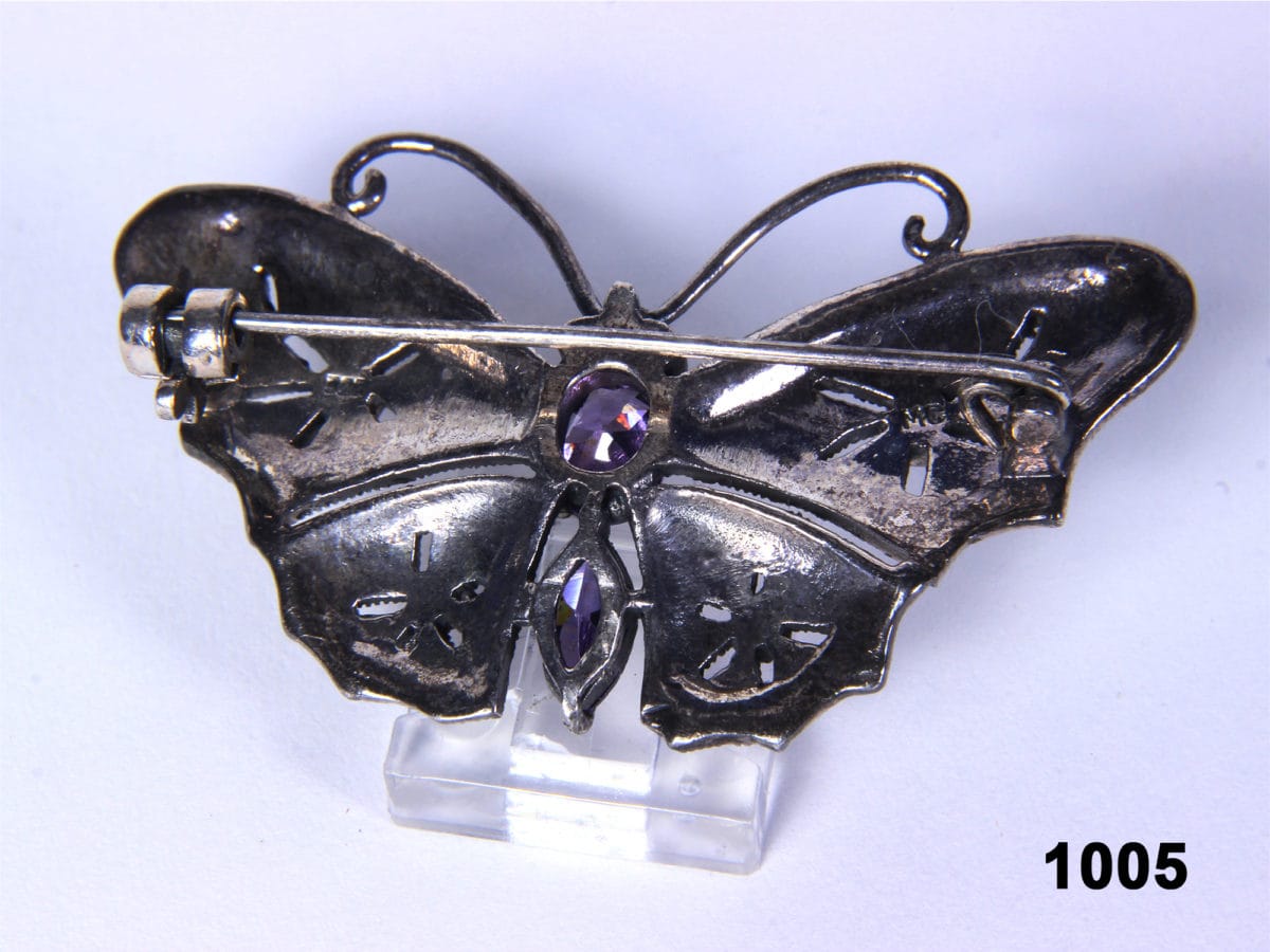 Silver & Amethyst Butterfly Brooch - Image 4