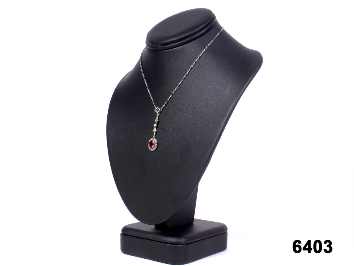 Edwardian Silver Necklace Lavalier - Image 4