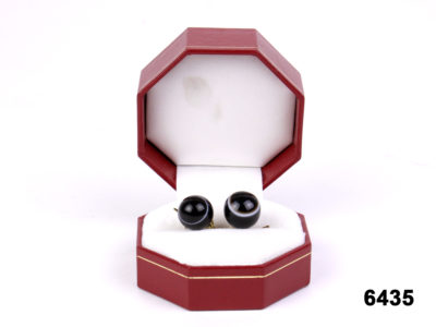 Victorian banded bulls eye agate bead button earrings new silver gilt fish hooks from antique of kingston