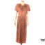 Front view of 30s Crepe de Chine copper coloured dress with beading on the bodice from Antiques of Kingston.