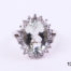 925 Sterling silver ring with a large oval cut pale blue topaz encircled by cubic zirconia from Antiques of Kingston