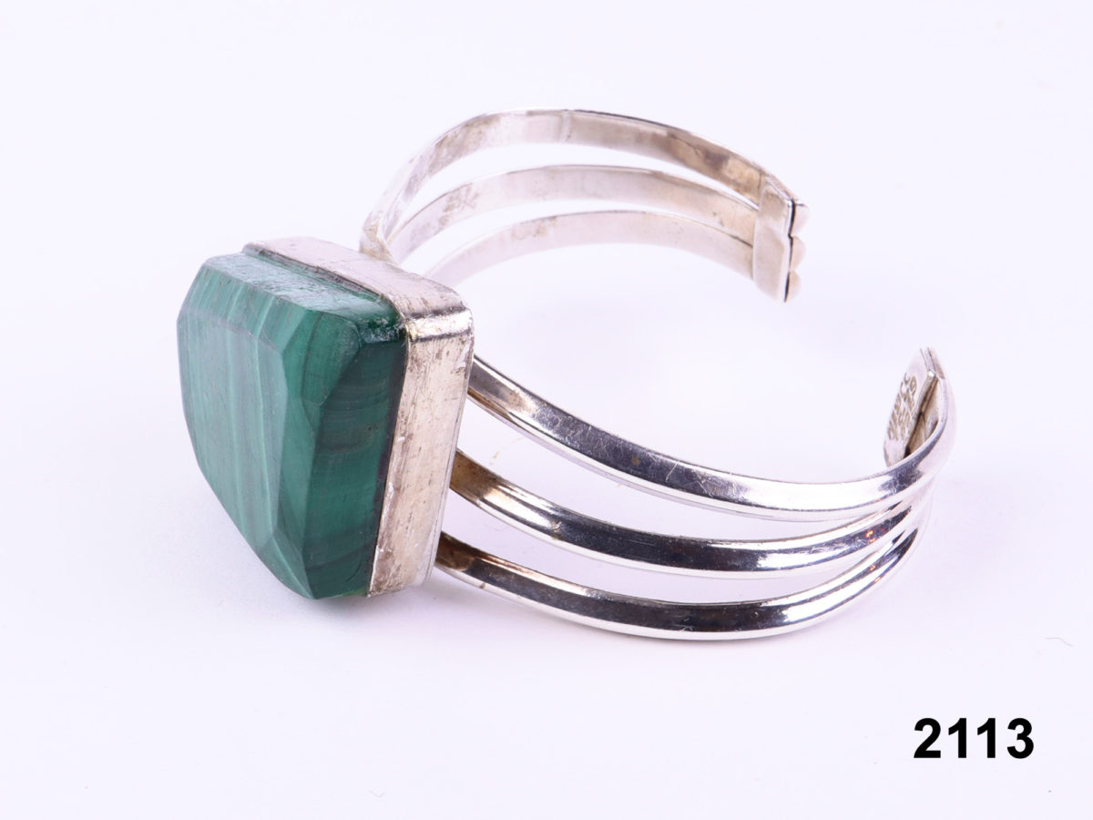 Silver Malachite Bangle - Image 2