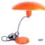 1950s-60s Louis Christiaan Kalff orange desk lamp Measures 150mm in diameter at base and 330mm across the top PAT tested Main photo showing whole lamp with curved arm