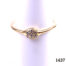 18 carat yellow gold Pandora love pod stacking ring with seven round cut diamonds. Size N / 6.5. Main photo of front view of ring on display stand.