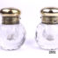Pair of vintage cut glass inkwells with faceted sides and brass tops (Some signs of wear to the brass tops) Each measures 35mm in diameter at base Main photo of both inkwells side by side