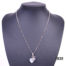 Azuni sterling silver necklace decorated with pearlised heart, leaves & crystal glass bead charms from Antiques of Kingston. Pendant drop length 30mm.