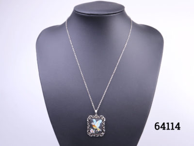 Hand-Painted Porcelain Pendant On Chain