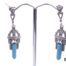 Vintage sterling silver earrings with turquoise and marcasite in an Art Deco style. Drop length of earrings 45mm. Earrings weight 5.7grams Main photo of earrings displayed on a stand