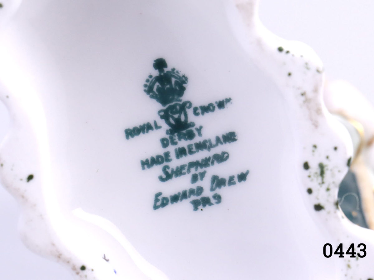 Royal Crown Derby figurine of The Shepherd by Edward Drew. Fully marked to the base. Figure in excellent condition. Photo of makers mark on the base