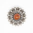Egyptian silver brooch set with a carnelian to the centre. Intricate design of filigree work integrated with silver globules. Hallmarked to the pin. Measures 45mm in diameter. Main photo of brooch front