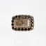 Georgian 9 karat gold mourning brooch. Small rectangular brooch with finely pleated piece of hair to the centre and framed with round cut jet stones. Beautifully inscribed in italics to the back and dated 1823. Stunning piece. Main photo of brooch seen from the front showing the pleated piece of hair within