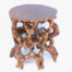 Vintage Chinese carved root stand. A carved hardwood root form stand finished in a hard wearing glossy varnish. Some minor scuff marks to the flat top. Measures 145mm long and 135mm wide at base. Flat top area measures 140mm at longest and 125mm at widest. Main photo of stand taken from a slightly raised angle showing the flat top surface and tangled roots area below.