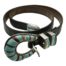 Vintage Native American Zuni multi stone inlay sterling silver belt. The buckle and fittings are set with turquoise, mother of pearl , onyx & coral. The reverse of the clasp is stamped sterling. The buckle measures 60 x 45 x 11 mms. Main photo showing the whole belt wound round with multi stone inlaid buckle and belt loops in the foreground and belt tip to the centre of the wound belt.