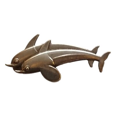 Double Dolphin Brooch, Correct Backstamps, Designer Arno Malinowski. Main photo of brooch from the front