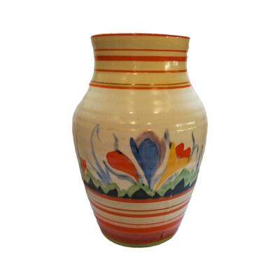 In the Very Rare Gloria Crocus Pattern, Only Briefly Produced in Very Early 1930's, No Chips - Cracks - Hairline Cracks - or Restoration, Some Slight Crazing to Glaze and Rubbing to Paint, Correct Backstamp as in Photo. Measures 155mm at widest point.  COLLECT FROM STORE ONLY. Main photo of vase shown from an eye level angle with blue crocus side showing.