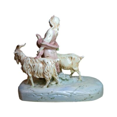 19th Century Continental Porcelain, makers mark as illustrated. COLLECT FROM STORE ONLY. Photo of figures seen from a side angle and at eye level. All 3 figures are facing left and have their heads turned away from shot.