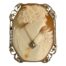 Vintage cameo set on 14 karat gold brooch pendant. Unusual cameo set on 14 karat gold and accentuated with a small diamond shown as a pendant on a necklace. The cameo measures 45mm by 32mm and the whole brooch including the gold frame measures 50mm by 40mm. Main photo of whole brooch seen from the front.