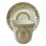 Antique Sêvres cup and saucer in white with monogrammed LP between a garland of vine leaves and a frieze of ivy leaves. Dated to c1846 in the reign of King Louis Philippe. Saucer measures 85mm in diameter at base & 125mm at top. Cup measures 35mm in diameter at base, 68mm in diameter at top, 85mm at widest to handle and 62mm tall. Main photo with cup placed in front of the saucer which is displayed upright on a stand. The decorated side of cup (opposite end to handle) is shown.