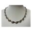 Modern chain in sterling silver. A substantial necklace with unusual links which look like sunflower seeds. Hallmarked 925 for sterling silver to the clasp and first link. Main photo of necklace displayed on a stand and shown forward facing.