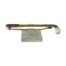 Art Deco golf putter brooch. Fabulous brooch in the form of a putter with platinum head, gold bar and handle set with 6 small round cut rubies. Tested - no visible markings . Weight 2.5gms. Main photo of golf club displayed on a stand with the ruby handle end to the left and platinum putter end on the right. The head of the putter is facing downwards.