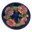 Moorcroft dish in anemone pattern. Mid sized Moorcroft dish in dark blue with light purple/red anemone flowers. Signed to the back for Walter Moorcroft and dates to between 1947-1953. Impressed stamps to the base and painted initials. Measures 110mm at base and 220mm across the top. Main photo showing the dish in full and looking straight on at the dark pink and purple anemone flowers against the famous blue background that Moorcroft is noted for.