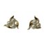 9 karat gold screw-back stud earrings with pearls. Pretty pair of stud earrings each set with 3 pearls. Screw-back fastening gives added security as well as holding earrings in place. Hallmarked to the stud posts and butterflies. The posts are a little misshapen but the screw fastening is not affected & remains secure. Measures approximately 20mm to each of the 3 sides. Main photo of the earrings shown side by side on a flat surface with earring fronts facing forward.