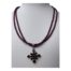 Garnet necklace and pendant in silver. Lovely 2 strand garnet bead necklace with silver clasp and a sterling silver and garnet pendant. The garnet beads on the necklace are almadine in a pink/purple shade and the 4 pointed star shaped pendant has wine red colour garnets. The pendant can be removed if desired. Necklace is slightly adjustable from 450mm to 500mm. Pendant drop length 40mm and width 30mm. Main photo of necklace on a display stand and seen forward facing.