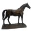 A modern bronze horse sculpture. A fine quality modern bronze of a horse in standing pose with very realistic features including a glossy coat. The base measures 340mm by 129mm at widest. The horse is 405mm long from the nostril to outer edge of tail, 100mm at widest and 380mm at tallest to the tip of the ears. Collect from store only. Main photo of horse seen from a side ways angle. The head is to the right. Very handsome horse with a striking posture.