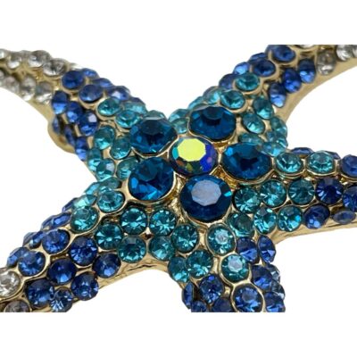 Close up photo of the centre of the starfish showing all the crystal colours used.