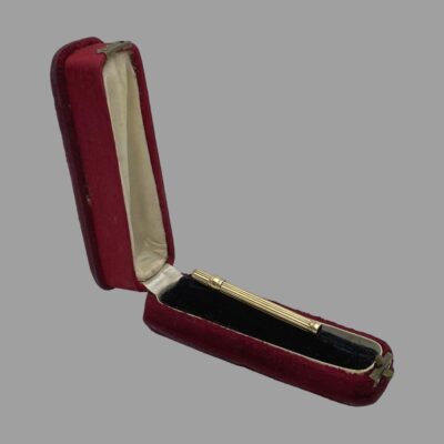 Photo of toothpick displayed inside the case not extended just fully closed up.