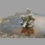 Main photo of the frogs displayed on top of a slice of agate. The frogs re both facing to the left with one piggy-backing on the other. Both frogs are facing the same way, in this shot left.