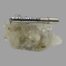 Main photo of the tube laid horizontally across a cluster of quartz crystal. The enamelled blue saccharine side is on display. The opening end is to the right and the ring clasp for possibly attaching to a châtelaine is on the left. As per the description, this item can be used for holding other useful items like toothpicks, a sewing needle and some thread-anything that will fit!