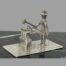 Main photo of blacksmith seen set at a diagonal angle with the anvil in the bottom left corner. The blacksmith is facing the anvil with hammer in right hand and tongs in left and is working on a horseshoe which is atop the anvil. He is wearing an old style Dutch hat.