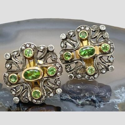 Close up photo of the earrings shown forward facing.